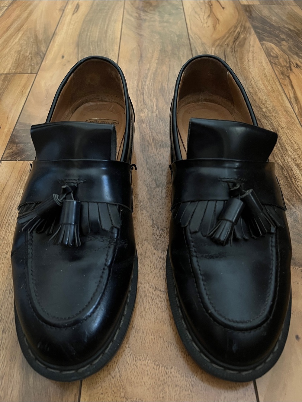 Solovair Black Hi-Shine Tassel Loafers UK9, US10